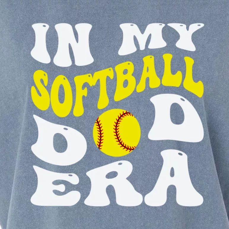 In My Softball Dad Era Funny Proud Softball Dad Groovy Great Gift Garment-Dyed Women's Muscle Tee