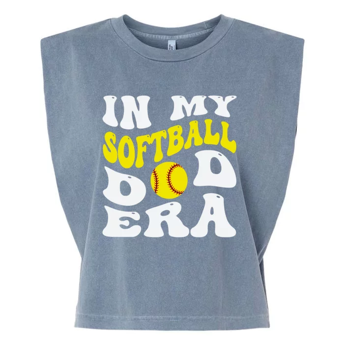 In My Softball Dad Era Funny Proud Softball Dad Groovy Great Gift Garment-Dyed Women's Muscle Tee