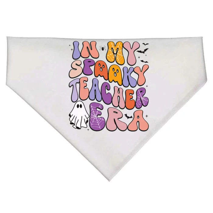 in my spooky teacher era groovy ghost teacher halloween USA-Made Doggie Bandana