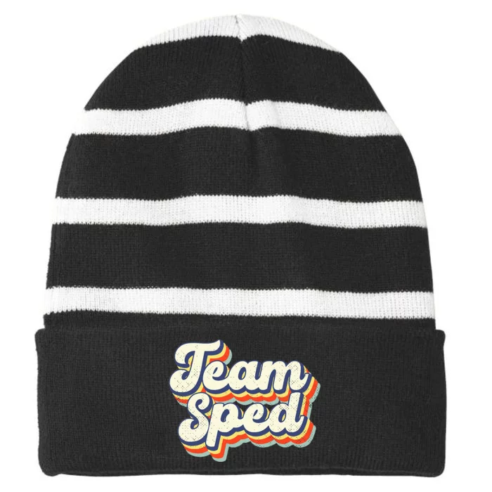 Inclusion Matters Special Education Team Sped Squad Teacher Striped Beanie with Solid Band