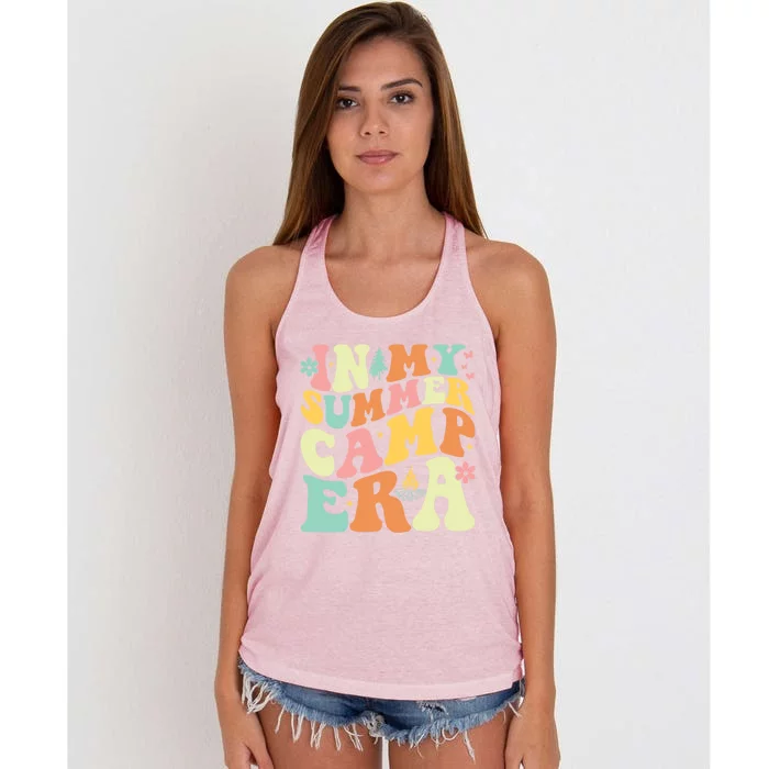 In My Summer Camp Era Retro Groovy Camper Summer Break Meaningful Gift Women's Knotted Racerback Tank