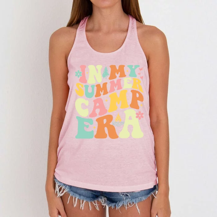 In My Summer Camp Era Retro Groovy Camper Summer Break Meaningful Gift Women's Knotted Racerback Tank