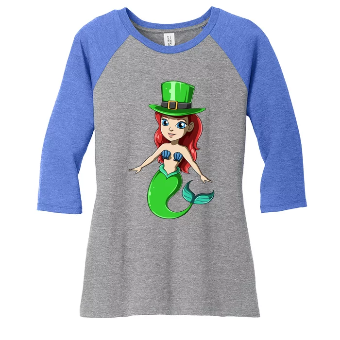 Irish Mermaid St Patrick's Day Mermaid Lucky Mermaid Themed Gift Women's Tri-Blend 3/4-Sleeve Raglan Shirt