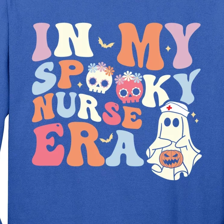 In My Spooky Nurse Era Funny Halloween Nurse Groovy Ghost Gift Tall Long Sleeve T-Shirt