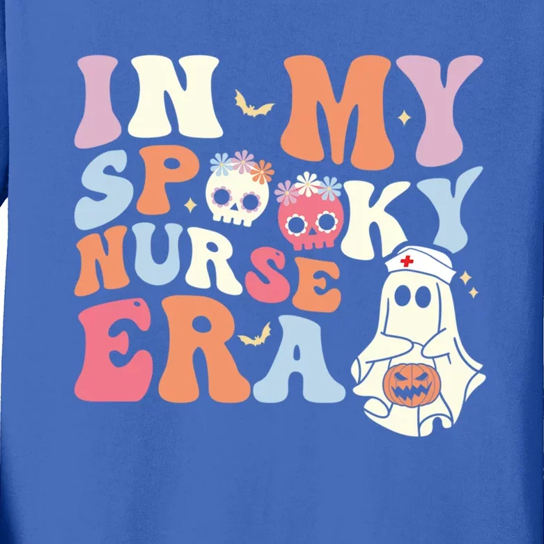 In My Spooky Nurse Era Funny Halloween Nurse Groovy Ghost Gift Kids Long Sleeve Shirt