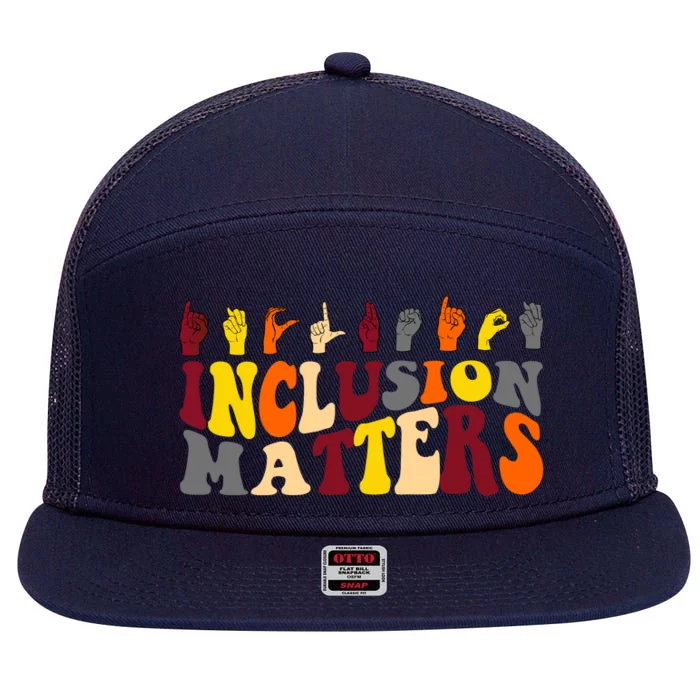 Inclusion Matters Sign Language 7 Panel Mesh Trucker Snapback Hat