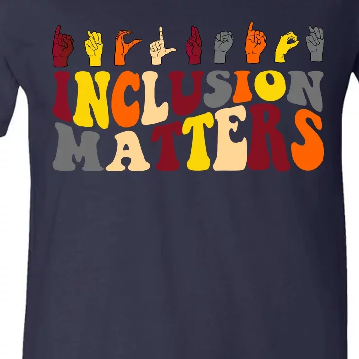 Inclusion Matters Sign Language V-Neck T-Shirt