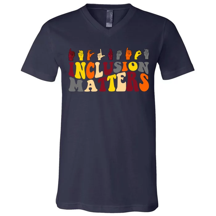 Inclusion Matters Sign Language V-Neck T-Shirt