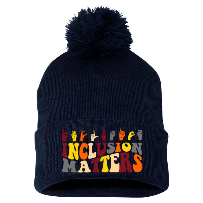 Inclusion Matters Sign Language Pom Pom 12in Knit Beanie