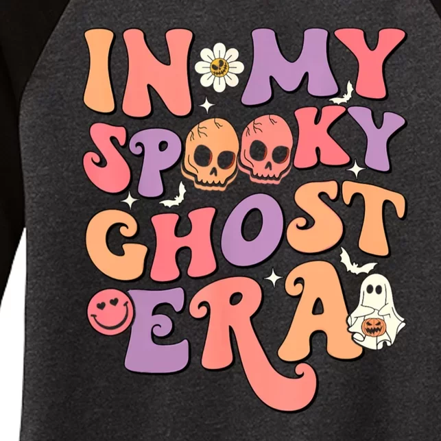 In My Spooky Ghost Era Skeleton Halloween Groovy Women's Tri-Blend 3/4-Sleeve Raglan Shirt