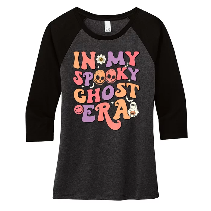 In My Spooky Ghost Era Skeleton Halloween Groovy Women's Tri-Blend 3/4-Sleeve Raglan Shirt