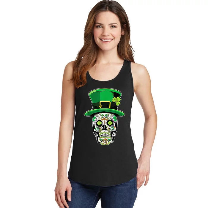 Irish Mexican Sugar Skull Leprechauns St Patricks Day Ladies Essential Tank