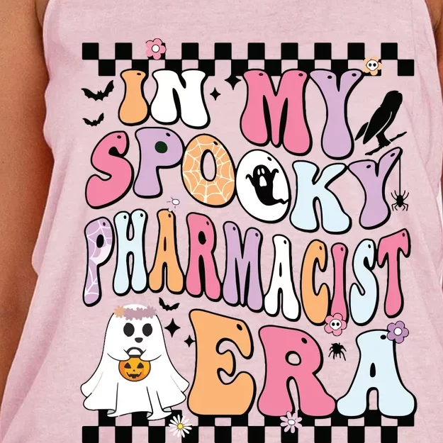 In My Spooky Pharmacist Era Halloween Spooky Ghost Groovy Women's Knotted Racerback Tank