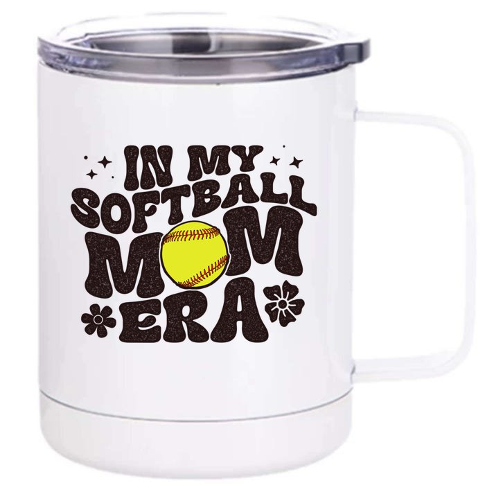 In My Softball Mom Era Softball Mama Retro Gift Front & Back 12oz Stainless Steel Tumbler Cup