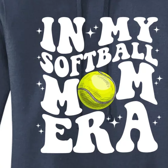 In My Softball Mom Era Retro Groovy Softball Mama Gift Women's Pullover Hoodie