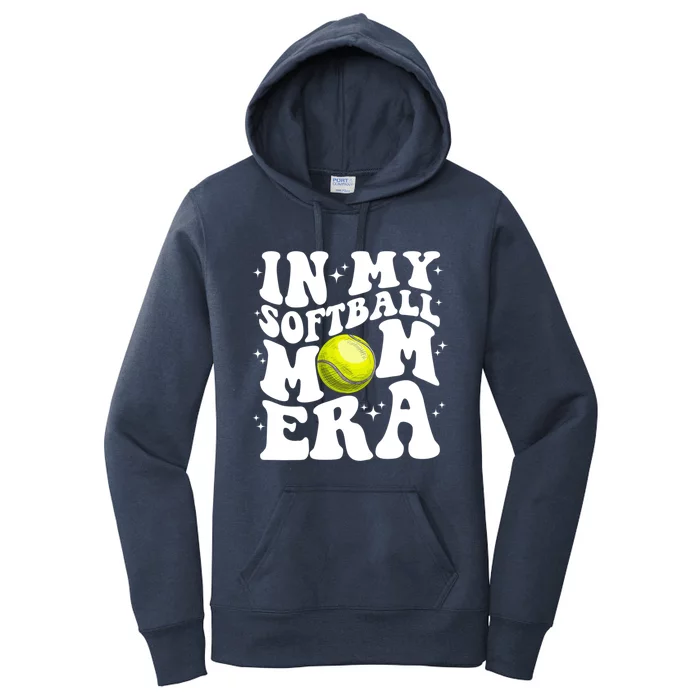 In My Softball Mom Era Retro Groovy Softball Mama Gift Women's Pullover Hoodie