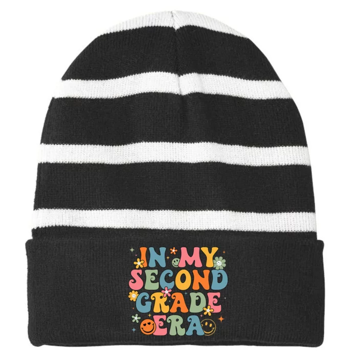 In My Second Grade Era Back To School 2nd Grade Teacher Team Striped Beanie with Solid Band