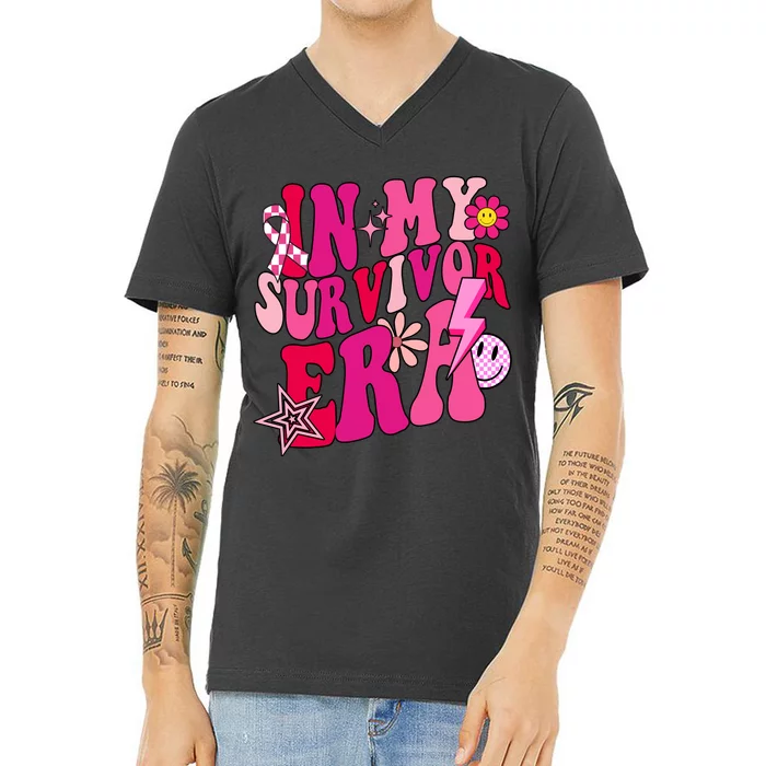 In My Survivor Era Breast Cancer Awareness V-Neck T-Shirt