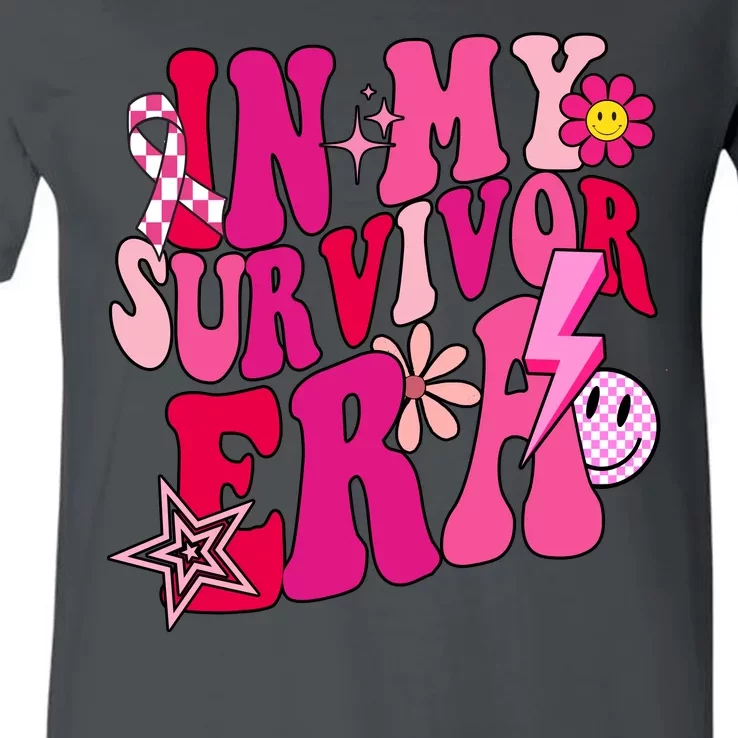 In My Survivor Era Breast Cancer Awareness V-Neck T-Shirt