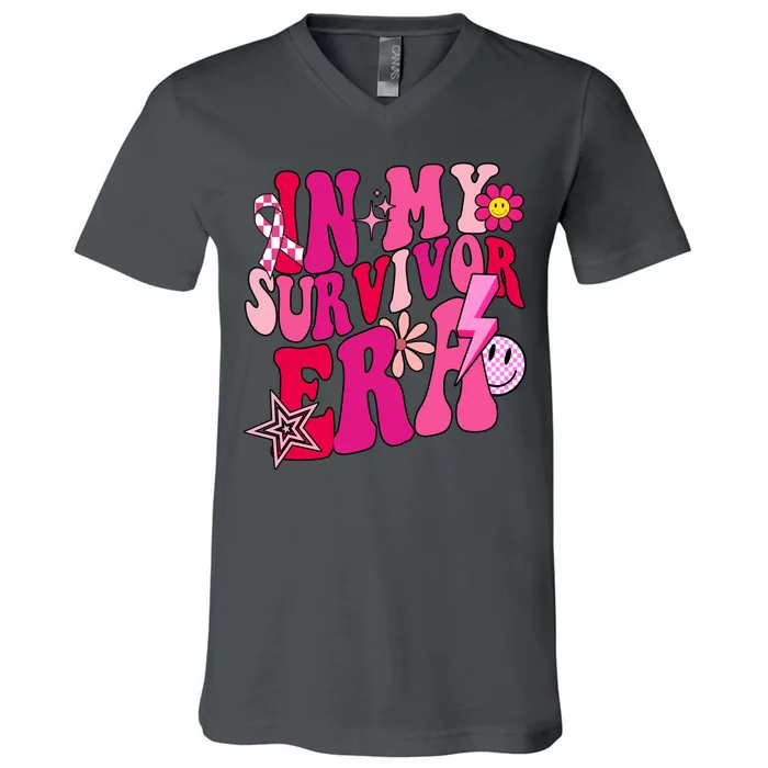 In My Survivor Era Breast Cancer Awareness V-Neck T-Shirt