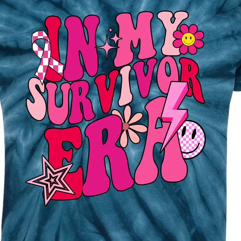 In My Survivor Era Breast Cancer Awareness Kids Tie-Dye T-Shirt