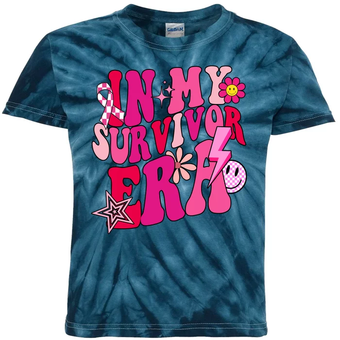 In My Survivor Era Breast Cancer Awareness Kids Tie-Dye T-Shirt