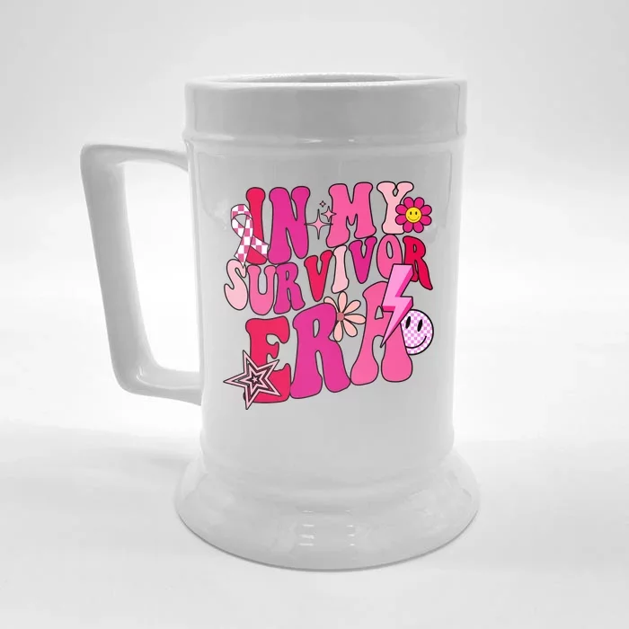 In My Survivor Era Breast Cancer Awareness Front & Back Beer Stein