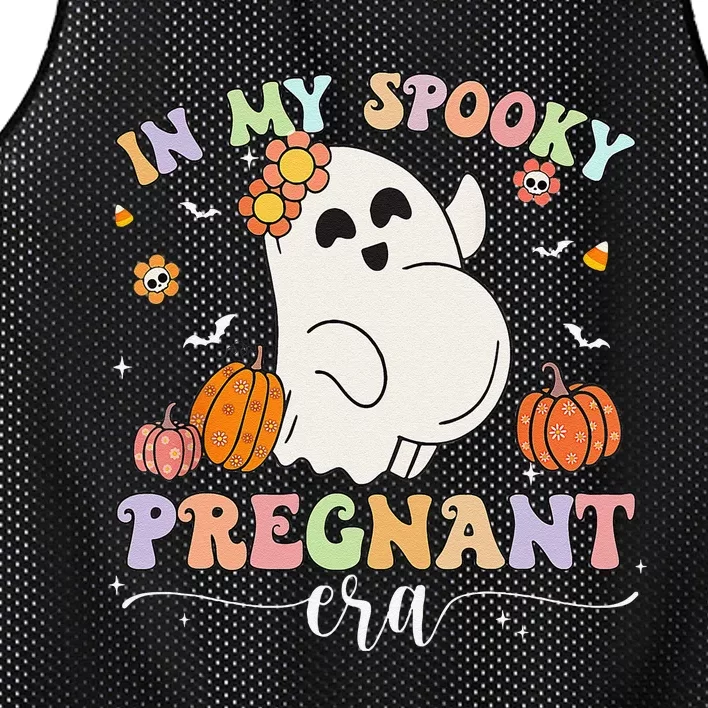 In My Spooky Pregnant Era Ghost Halloween Pregnant Mom Women Gift Mesh Reversible Basketball Jersey Tank