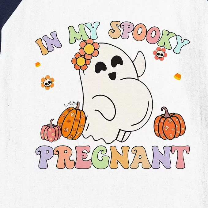 In My Spooky Pregnant Era Ghost Halloween Pregnant Mom Women Gift Baseball Sleeve Shirt