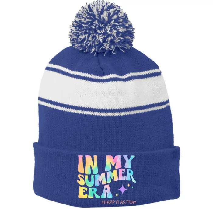 In My Summer Era Teacher Stripe Pom Pom Beanie