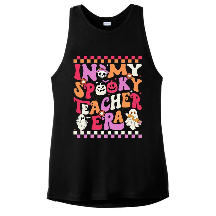 In My Spooky Teacher Era Groovy Ghost Teacher Halloween Gift Ladies Tri-Blend Wicking Tank