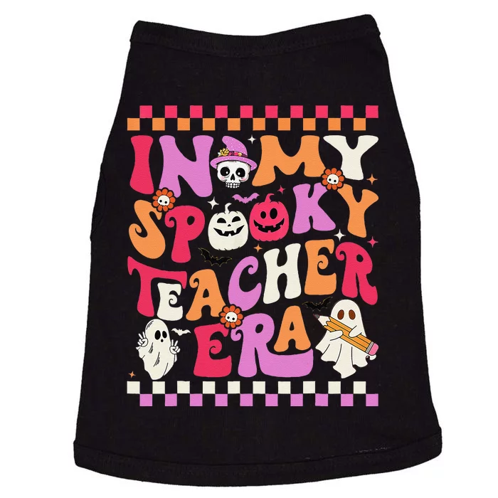 In My Spooky Teacher Era Groovy Ghost Teacher Halloween Gift Doggie Tank