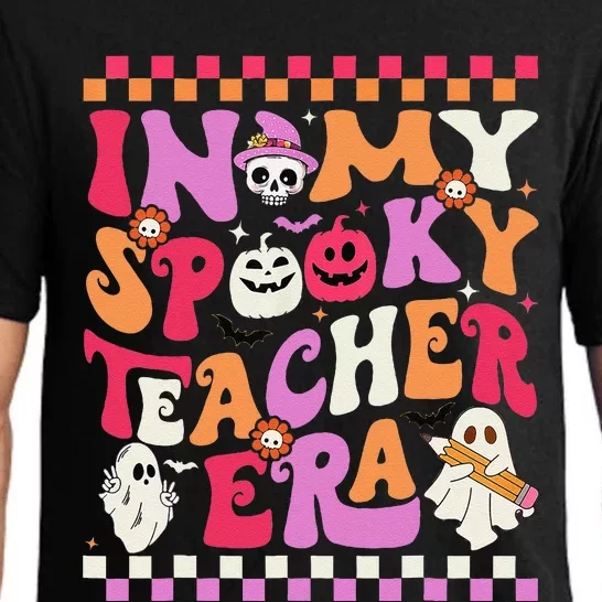 In My Spooky Teacher Era Groovy Ghost Teacher Halloween Gift Pajama Set