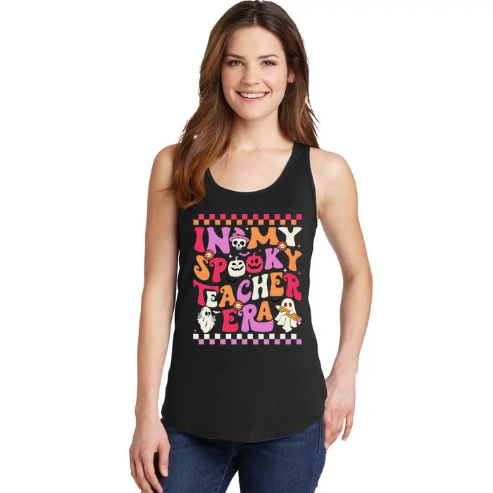 In My Spooky Teacher Era Groovy Ghost Teacher Halloween Gift Ladies Essential Tank