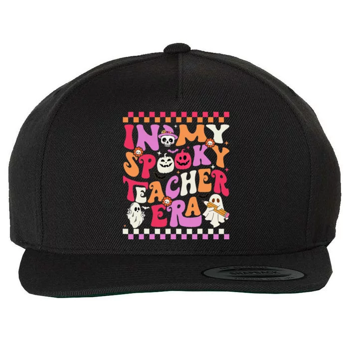 In My Spooky Teacher Era Groovy Ghost Teacher Halloween Gift Wool Snapback Cap