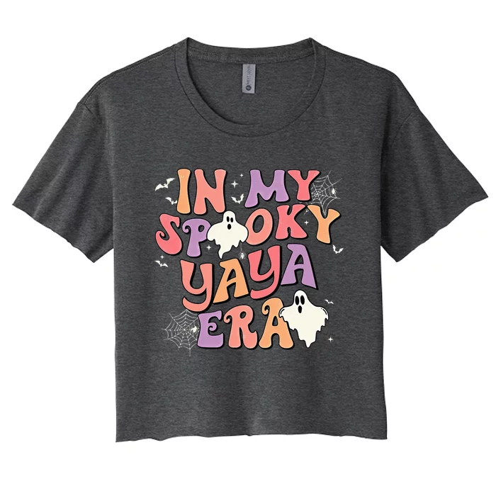 In My Spooky Yaya Era Halloween Ghost Retro Groovy Grandma Women's Crop Top Tee