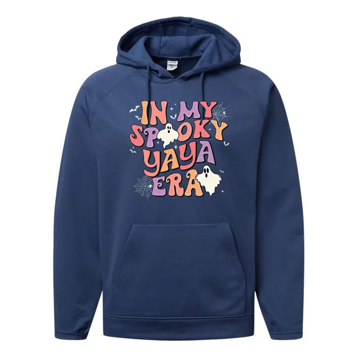 In My Spooky Yaya Era Halloween Ghost Retro Groovy Grandma Performance Fleece Hoodie