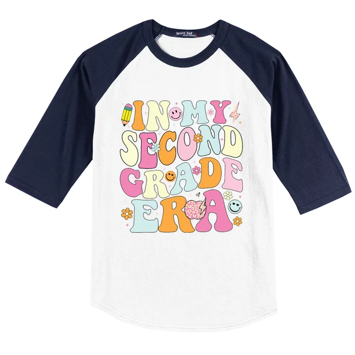 In My Second Grade Era 2nd Grade Teacher Groovy Retro Baseball Sleeve Shirt