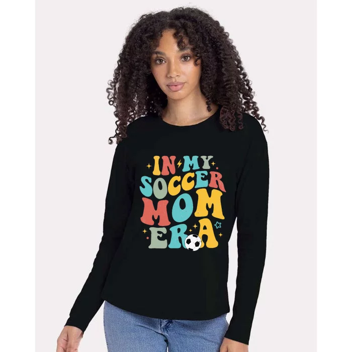 In My Soccer Mom Era Trendy Soccer Mom Funny Vintage Groovy Womens Cotton Relaxed Long Sleeve T-Shirt