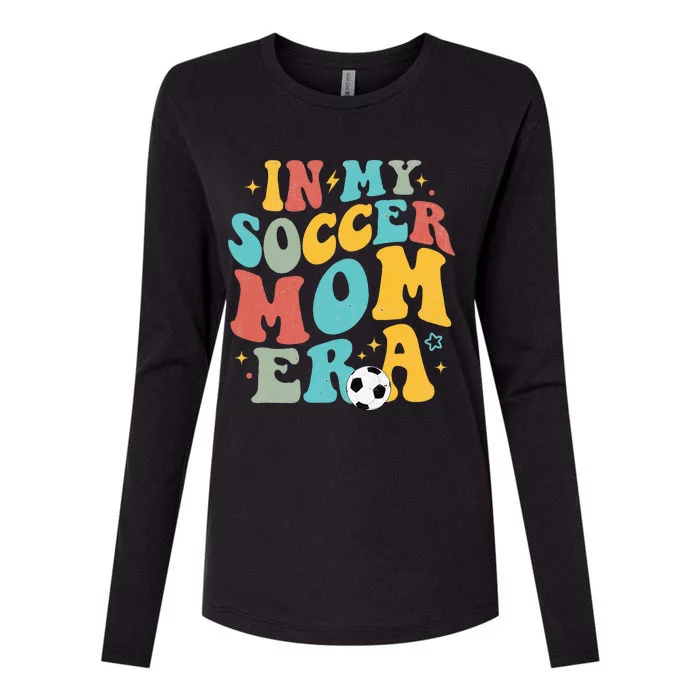 In My Soccer Mom Era Trendy Soccer Mom Funny Vintage Groovy Womens Cotton Relaxed Long Sleeve T-Shirt