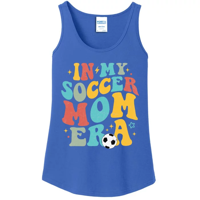 In My Soccer Mom Era Trendy Soccer Mom Funny Vintage Groovy Ladies Essential Tank