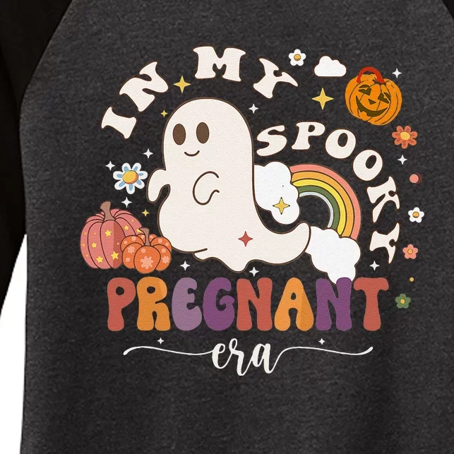 In My Spooky Pregnant Era Ghost Halloween Pregnant Women's Tri-Blend 3/4-Sleeve Raglan Shirt