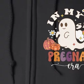 In My Spooky Pregnant Era Ghost Halloween Pregnant Full Zip Hoodie