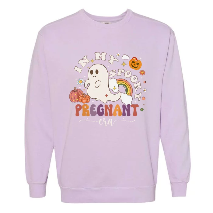 In My Spooky Pregnant Era Ghost Halloween Pregnant Garment-Dyed Sweatshirt