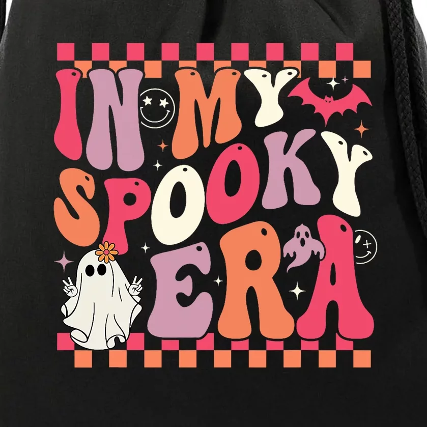 In My Spooky Era Groovy Hippie Halloween Ghost Drawstring Bag