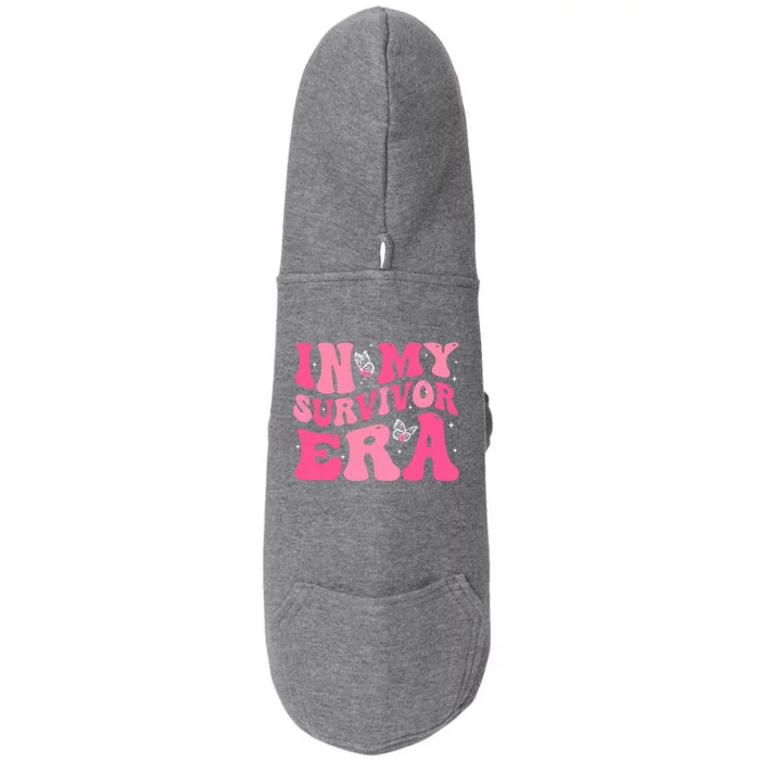 In My Survivor Era Groovy Retro Pink Breast Cancer Awareness Meaningful Gift Doggie 3-End Fleece Hoodie