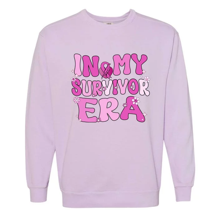 In My Survivor Era Retro Groovy Breast Cancer Awareness Meaningful Gift Garment-Dyed Sweatshirt