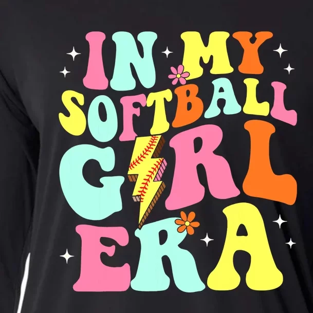 In My Softball Girl Era Retro Groovy Softball Girl Cooling Performance Long Sleeve Crew