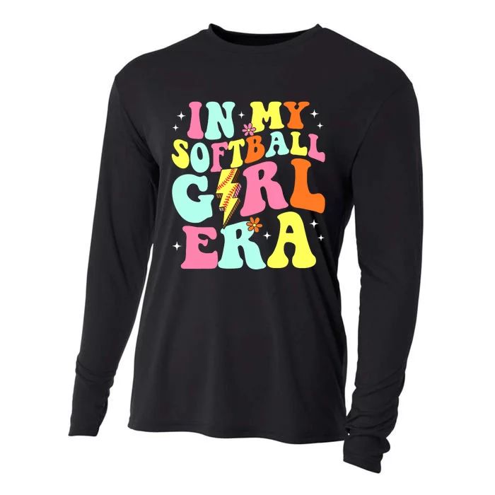 In My Softball Girl Era Retro Groovy Softball Girl Cooling Performance Long Sleeve Crew