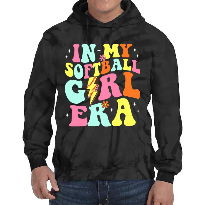 In My Softball Girl Era Retro Groovy Softball Girl Tie Dye Hoodie